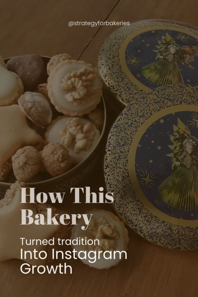 Open tin of assorted German-inspired cookies next to a decorative tin lid, illustrating the bakery content strategy work done with Erika's Bakery